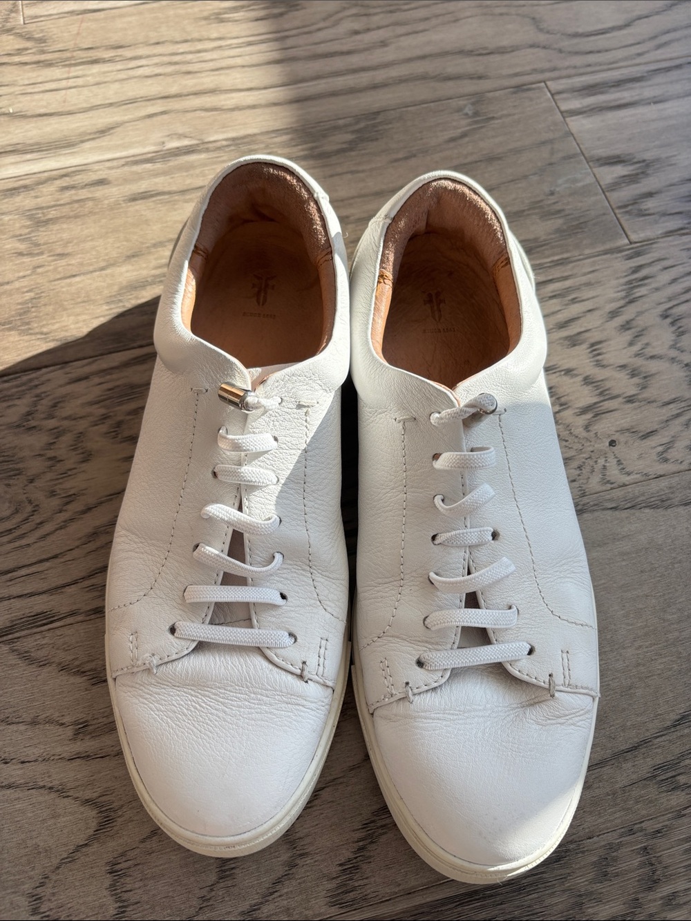 Frye Ivy White Leather Lace-Up Sneakers with Removable Insoles